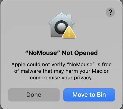 macOS warning popup