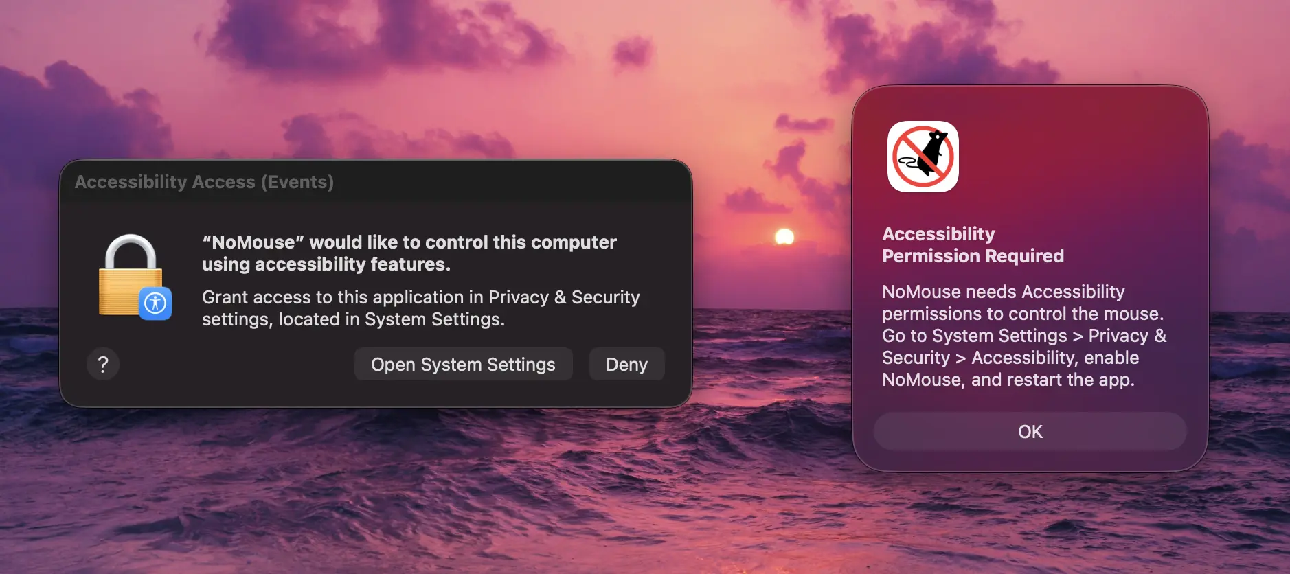 macOS accessibility permission prompt