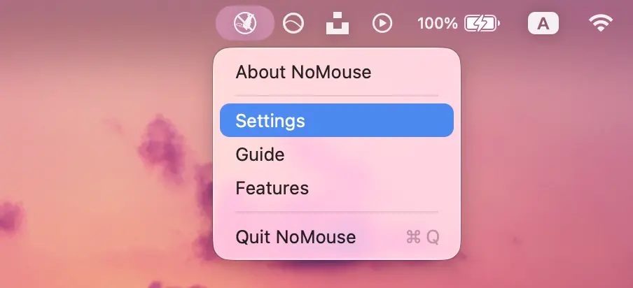 NoMouse toolbar